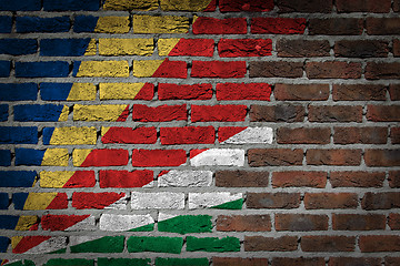 Image showing Brick wall texture with flag