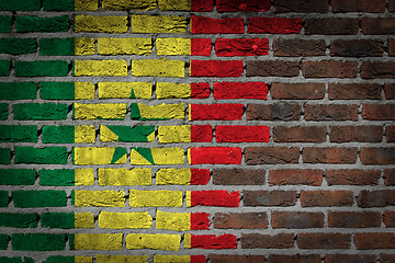 Image showing Brick wall texture with flag