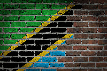 Image showing Brick wall texture with flag