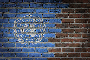 Image showing Brick wall texture with flag