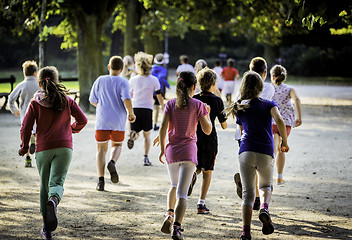 Image showing Young school runners