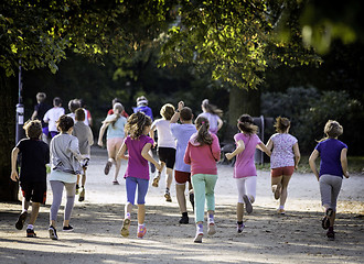 Image showing Young school runners