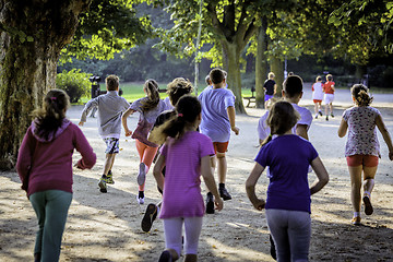 Image showing Young school runners