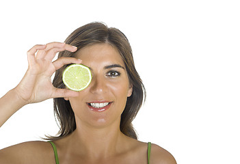 Image showing Eating a lime