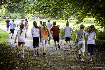 Image showing Young school runners