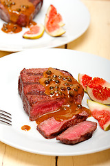 Image showing green peppercorn beef filet mignon