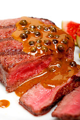 Image showing green peppercorn beef filet mignon