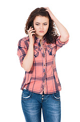 Image showing Woman with cellular telephone