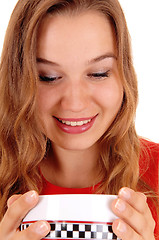 Image showing Woman with bowl of sup.