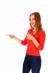 Image showing Woman pointing finger.