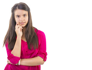 Image showing beautiful teenage girl smiling and looking into the camera