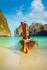 Image showing Traditional long tail boat, Thailand Phi-Phi island.