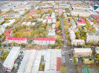 Image showing Tyumen city quarters from helicopter. Russia