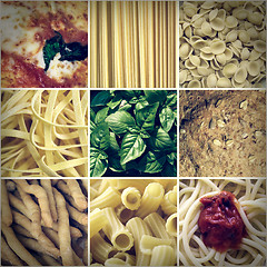 Image showing Retro look Italian food collage