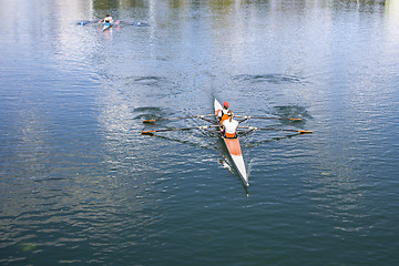 Image showing Two Women Rower in a boat