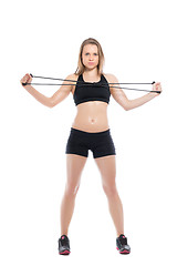 Image showing Pretty young woman doing exercises