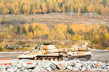 Image showing Armoured recovery vehicle BREM-1M in action