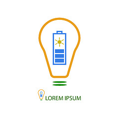 Image showing Bulb with solar battery as eco energy sign