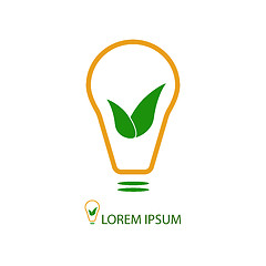 Image showing Bulb with green leaves as eco energy sign