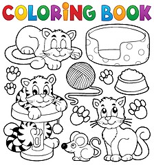 Image showing Coloring book cat theme collection