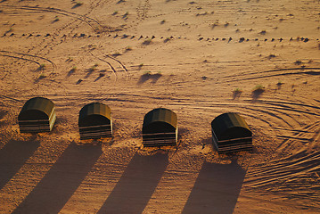 Image showing Bedouin tents in Wadi Rum desert, Jordan