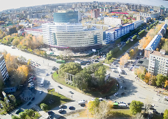 Image showing Tyumen city quarters from helicopter. Russia