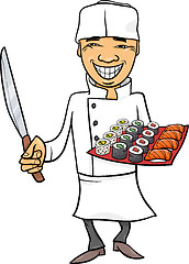 Image showing japan sushi chef cartoon illustration