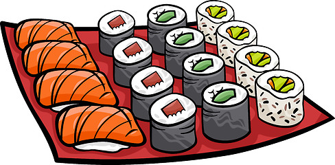Image showing sushi lunch cartoon illustration
