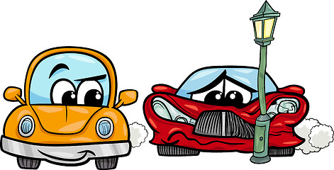 Image showing sports car crashed cartoon illustration