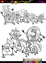 Image showing running fruits set cartoon coloring page