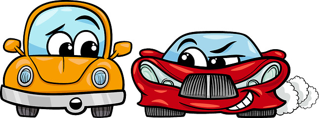 Image showing old automobile and sports car cartoon