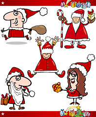 Image showing Santa and Christmas Themes Cartoon Set