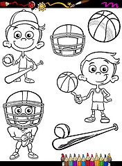 Image showing sport boy set cartoon coloring page