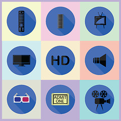 Image showing set of media flat icons