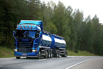 Image showing Blue Scania Tank Truck on the Road