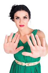 Image showing Beautiful girl with stop gesture