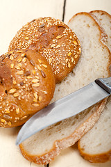 Image showing organic bread over rustic table