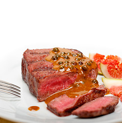 Image showing green peppercorn beef filet mignon