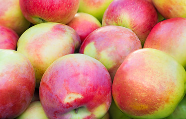 Image showing Large ripe apples , photographed close up.