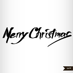 Image showing Handwritten calligraphic watercolor Merry Christmas