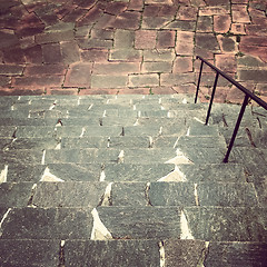 Image showing Stone steps leading to the tiled square
