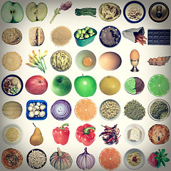 Image showing Retro look Food collage isolated