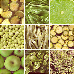 Image showing Retro look Vegetables collage