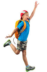 Image showing shouting jumping boy isolated over white