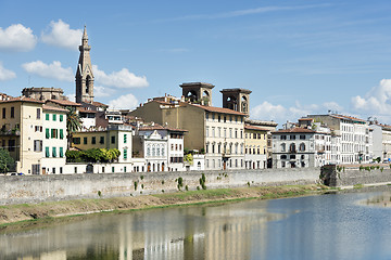 Image showing Houses and river Arno Florence