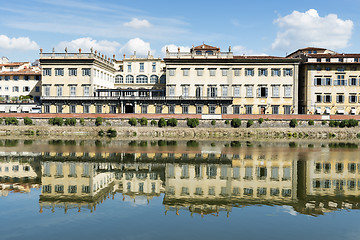 Image showing Houses and river Arno Florence