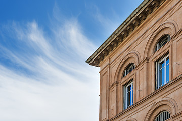 Image showing Detail of house with sky