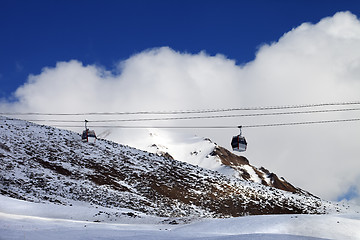 Image showing Gondola lifts at evening