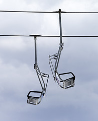 Image showing Chair-lifts and overcast sky