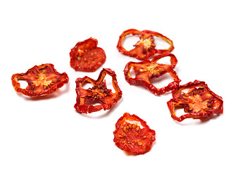 Image showing Dried slices of tomato. Selective focus